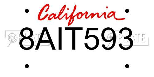 8AIT593 California License Plate