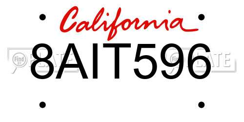 8AIT596 California License Plate