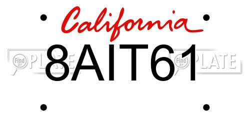 8AIT61 California License Plate
