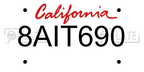 8AIT690 California License Plate
