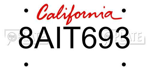 8AIT693 California License Plate