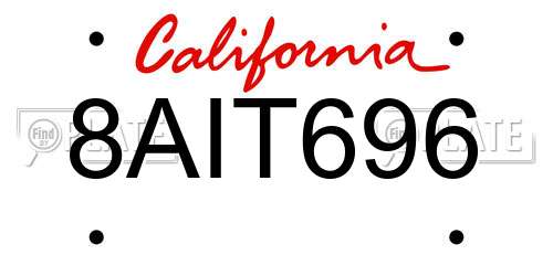 8AIT696 California License Plate