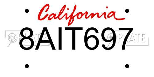 8AIT697 California License Plate
