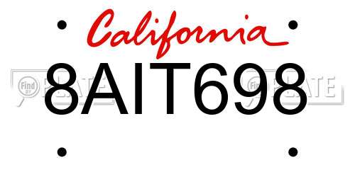 8AIT698 California License Plate