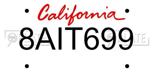 8AIT699 California License Plate