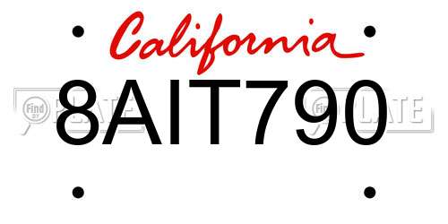 8AIT790 California License Plate