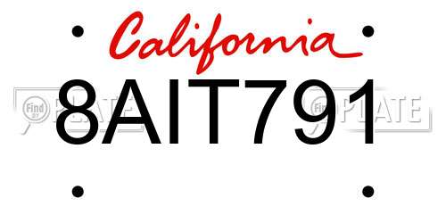 8AIT791 California License Plate