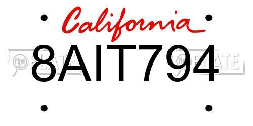 8AIT794 California License Plate
