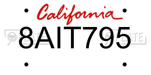 8AIT795 California License Plate