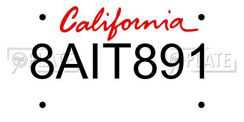 8AIT891 California License Plate