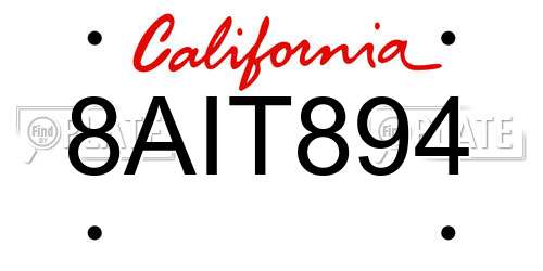 8AIT894 California License Plate