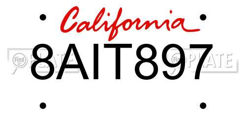 8AIT897 California License Plate