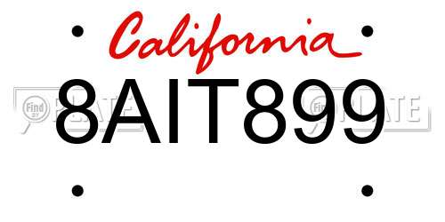 8AIT899 California License Plate