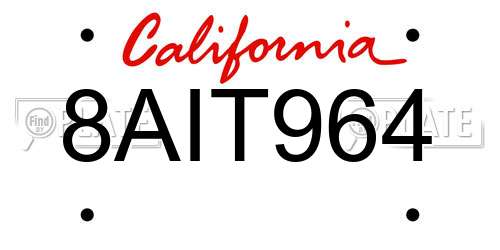 8AIT964 California License Plate
