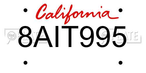 8AIT995 California License Plate