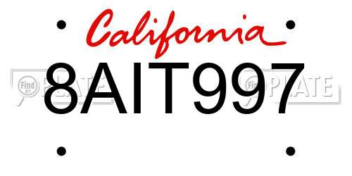 8AIT997 California License Plate