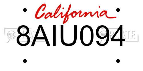 8AIU094 California License Plate