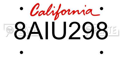 8AIU298 California License Plate