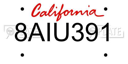 8AIU391 California License Plate