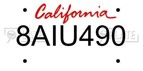 8AIU490 California License Plate