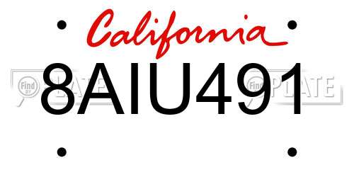 8AIU491 California License Plate