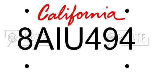 8AIU494 California License Plate