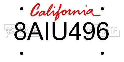 8AIU496 California License Plate