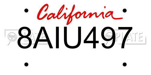 8AIU497 California License Plate