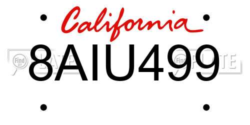 8AIU499 California License Plate