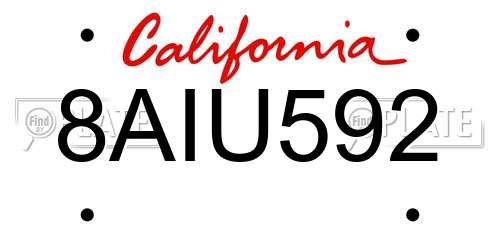 8AIU592 California License Plate