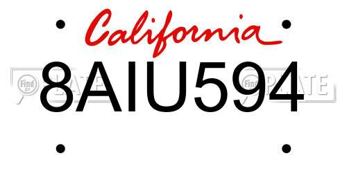 8AIU594 California License Plate
