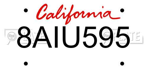 8AIU595 California License Plate