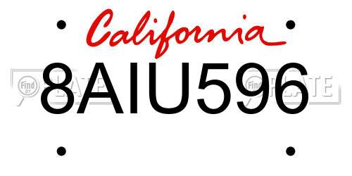 8AIU596 California License Plate