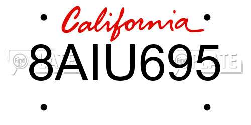 8AIU695 California License Plate