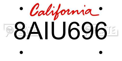 8AIU696 California License Plate