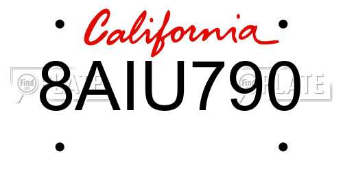 8AIU790 California License Plate