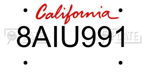 8AIU991 California License Plate