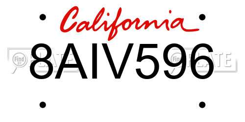 8AIV596 California License Plate