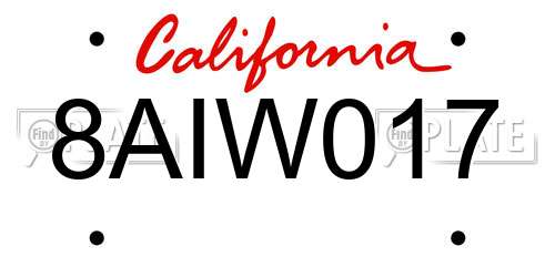 8AIW017 California License Plate