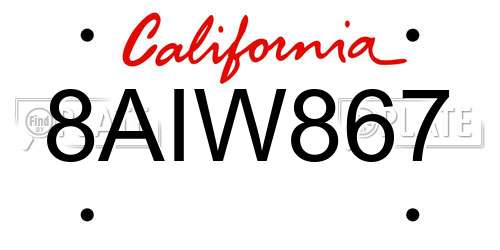 8AIW867 California License Plate