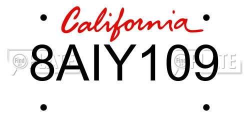 8AIY109 California License Plate