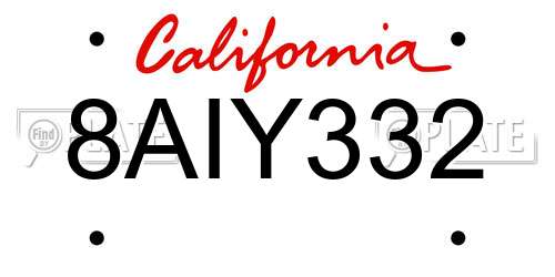 8AIY332 California License Plate