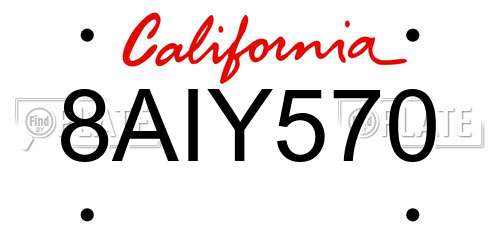 8AIY570 California License Plate