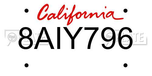 8AIY796 California License Plate