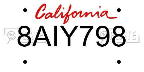 8AIY798 California License Plate
