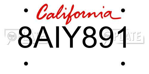 8AIY891 California License Plate