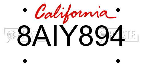 8AIY894 California License Plate