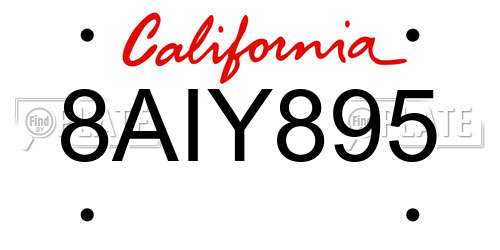 8AIY895 California License Plate