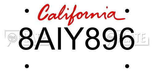 8AIY896 California License Plate