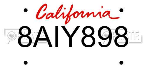 8AIY898 California License Plate